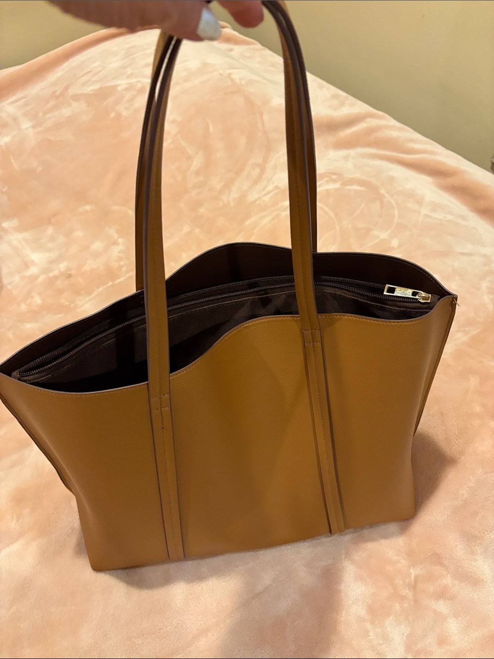 a new day Tan Structured Tote Handbag